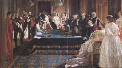 Edward Matthew Ward The Investiture of Napoleon III with the Order of the Garter 18 April 1855 (mk25) Germany oil painting art